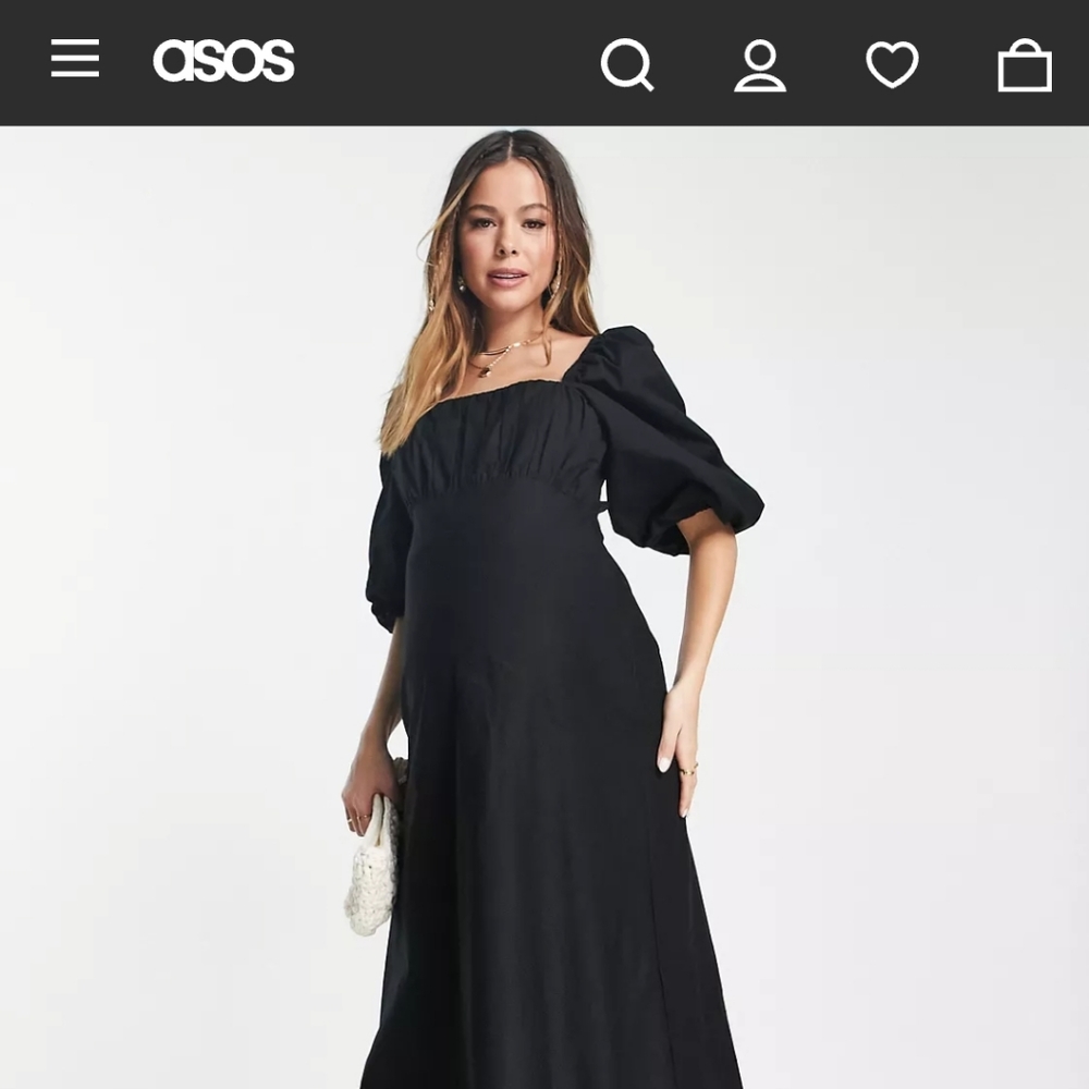 Square neck Midi dress with elastic deatil in back.